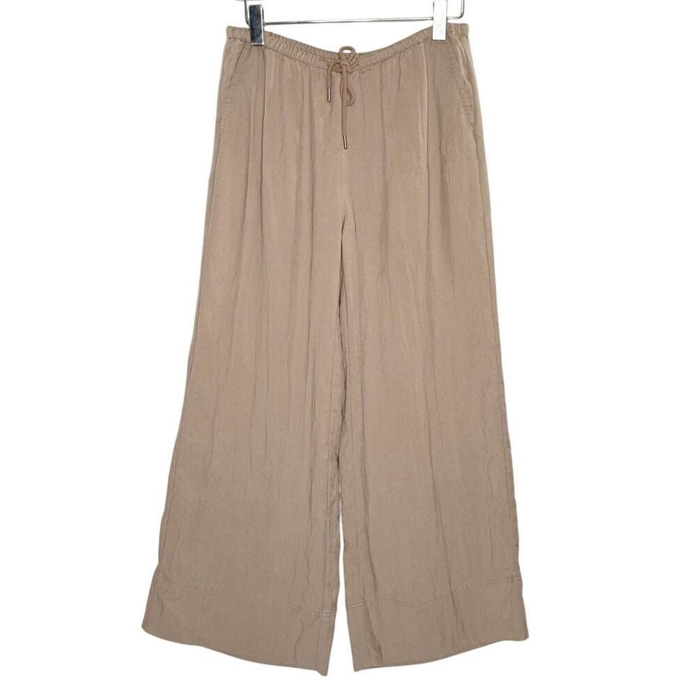 Calypso St. Barth Wide Leg Drawstring Pants M Beige Comfort Lounge Travel